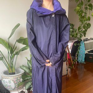 thrifed double sided coat cape with big hoodie, one button